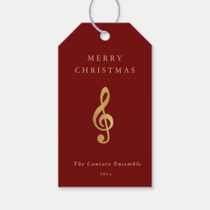 Elegant Musical Gold Treble Clef Merry Christmas Gift Tags