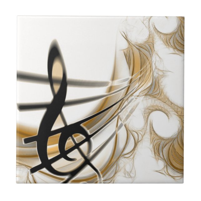 Elegant Musical Note Ceramic Tile (Front)