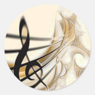 Elegant Musical Note Classic Round Sticker