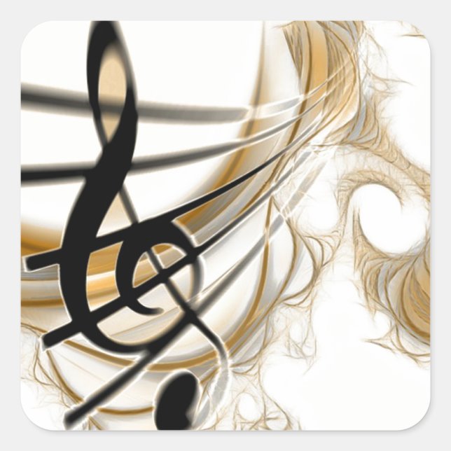 Elegant Musical Note Square Sticker (Front)