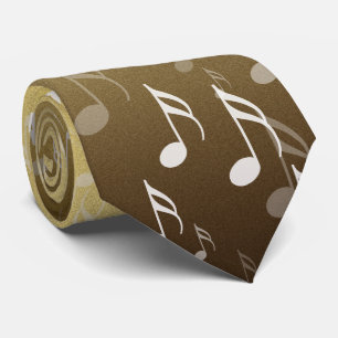 Elegant Musical Notes on a Gold Background Tie