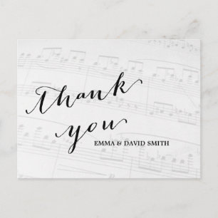 Elegant Musical Wedding Thank You Postcard