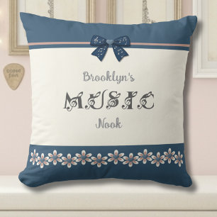 Elegant Musician Blue Floral Music Nook Cushion