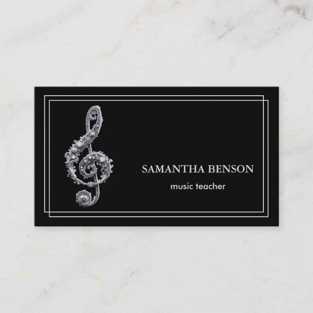 Elegant Musician Business card with Music Note (Front)