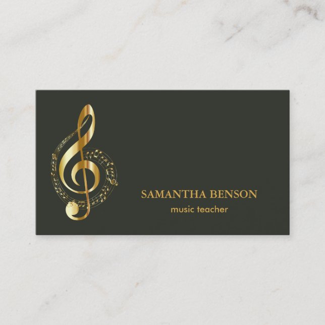 Elegant Musician Business card with Music Note (Front)
