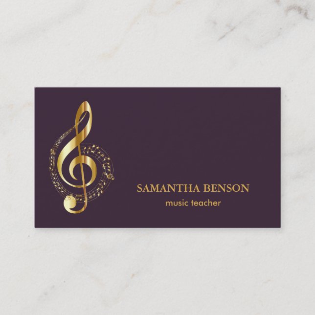 Elegant Musician Business card with Music Note (Front)