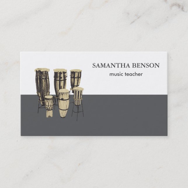 Elegant Musician Business card with Musical drums (Front)