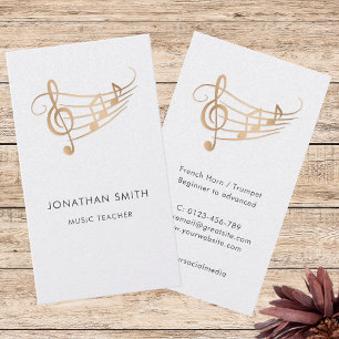 Elegant Musician Gold Music Notes Business Card