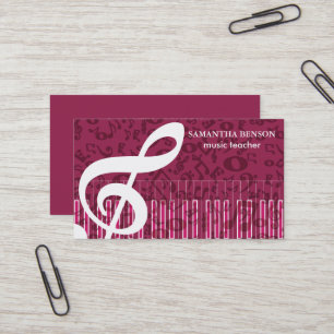 Elegant Musician Piano Instructor Music Teacher Business Card