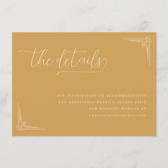 Elegant Mustard Geometric Calligraphy Enclosure Card (Front)