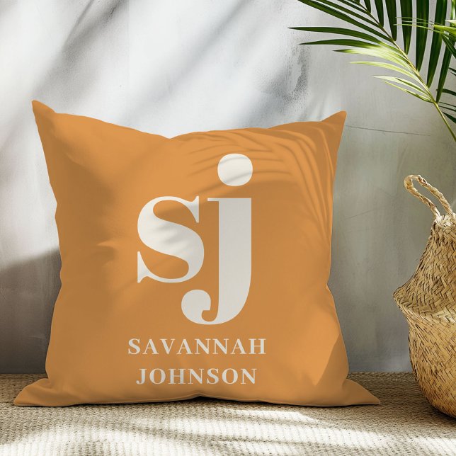 Elegant mustard monogram initials  cushion (Creator Uploaded)