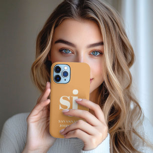 Elegant mustard monogram initials  iPhone 13 pro max case