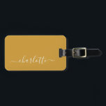 Elegant Mustard Yellow Script Name Personalised Luggage Tag<br><div class="desc">Elegant Mustard Yellow Script Name Personalised Luggage Tag</div>