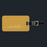 Elegant Mustard Yellow Script Name Personalised Luggage Tag<br><div class="desc">Elegant Mustard Yellow Script Name Personalised Luggage Tag</div>