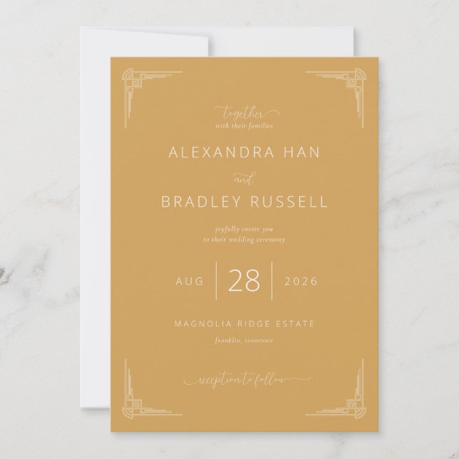 Elegant Mustard Yellow Wedding Invitation (Front)