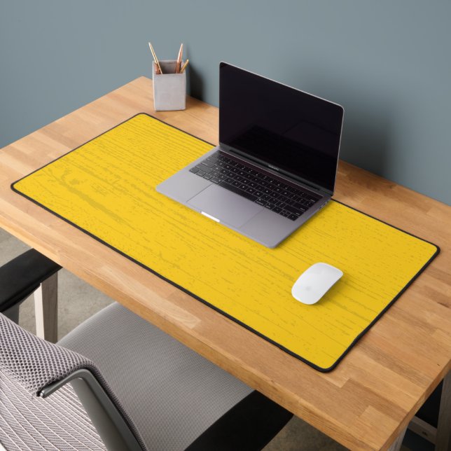 Elegant Mustard Yellow Wood Grain Desk Mat (Office 2)