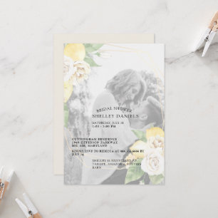Elegant Muted Photo Lemons & Floral Bridal Shower  Invitation
