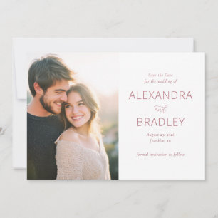 Elegant Muted Rose Minimalist Photo Save The Date