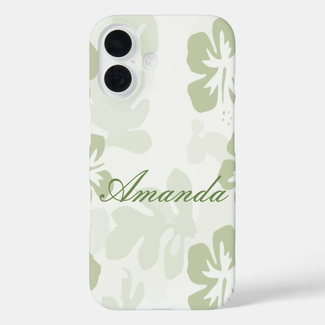 Elegant Muted Sage Hibiscus Pattern  Case-Mate iPhone Case (Back)