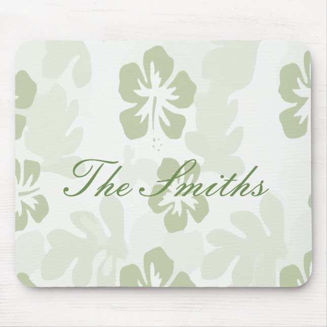 Elegant Muted Sage Hibiscus Pattern  Mouse Pad (Front)