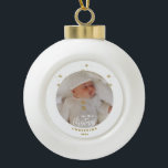 Elegant My First Christmas Baby's Photo  Ceramic Ball Christmas Ornament<br><div class="desc">Simple and gorgeous in gold tone with a white festive holiday script,  My First Christmas with Baby's photo.  Replace with your photo,  name,  and year of choice  Enjoy the Season!</div>