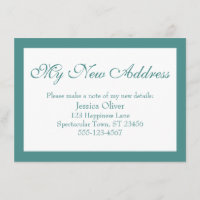 Elegant My New Address Bordered Light Teal & White