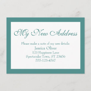Elegant My New Address Bordered Light Teal & White Enclosure Card