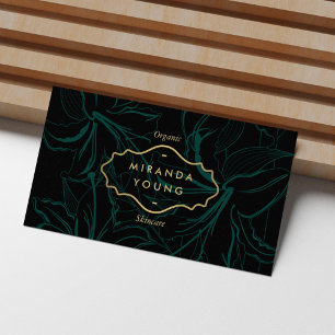 Elegant Mystic Floral Pattern Green Business Card