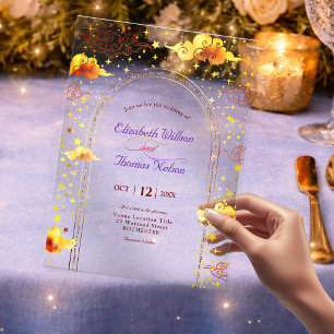 Elegant mystical celestial wedding  acrylic invitations