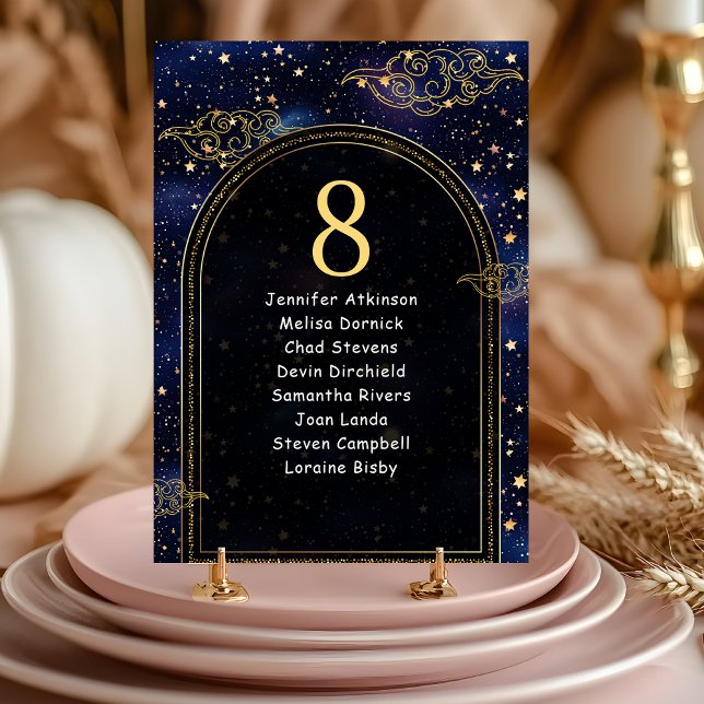 Elegant mystical celestial wedding seating  table number (Creator Uploaded)