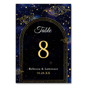 Elegant mystical celestial wedding table number