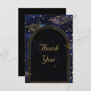 Elegant mystical celestial wedding thank you card