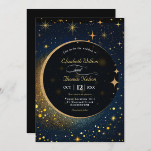 Elegant mystical moon celestial wedding invitation