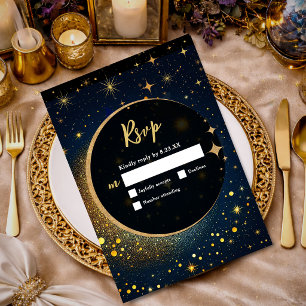Elegant mystical moon celestial wedding RSVP card