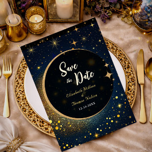 Elegant mystical moon celestial wedding save the date