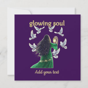Elegant Mystical Women And Doves Gold Glitter Thank You Card