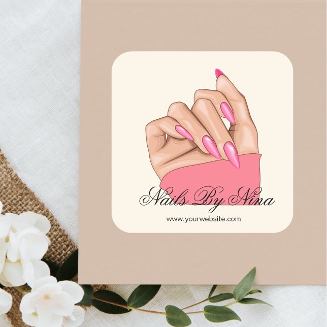 Elegant Nail Artist Manicurist Beauty Salon Promo Square Sticker (Creator Uploaded)
