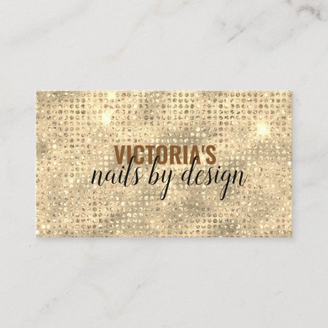 Elegant Nail Tech Diamond Glitter Business Card (Front)