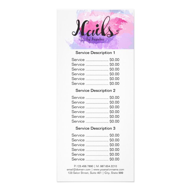 Elegant Nail Technician Rack Card (Front)