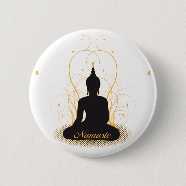 Elegant Namaste Buddha 6 Cm Round Badge (Front)