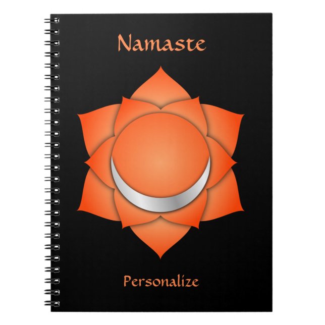 Elegant Namaste Orange Sacral Chakra Personalise Notebook (Front)