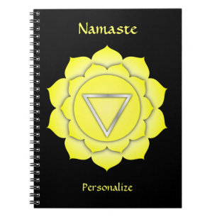 Elegant Namaste Yellow Solar Chakra Personalise Notebook