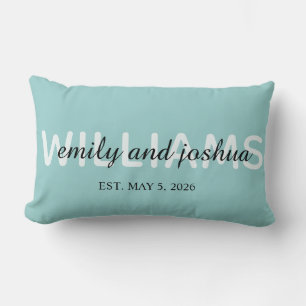 Elegant Name and Established Date Wedding Throw  Lumbar Cushion