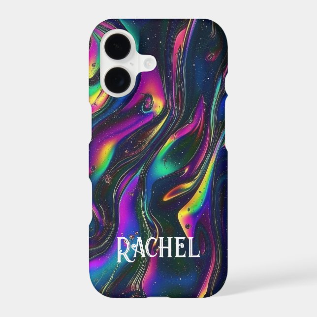 Elegant Name Bold Iridescent Abstract Galactic (Back)