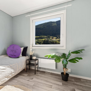 Elegant name botanical line black lavender  round cushion