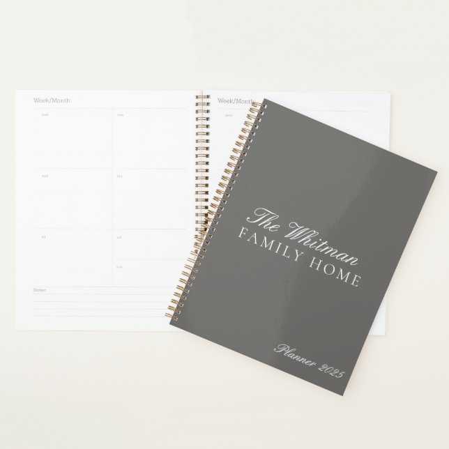 Elegant Name Family Home Grey 2025 Planner (Display)