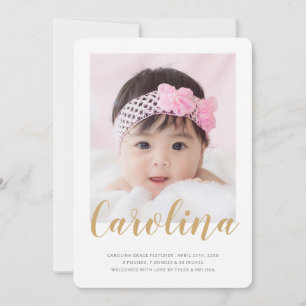 Elegant Name Floral Pattern Photo Birth Announcement