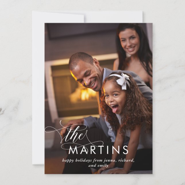 Elegant Name | Holiday Card with Photo (Front)