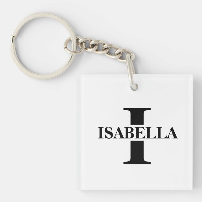 Elegant Name Inside Initial Monogram Design Key Ring (Front)
