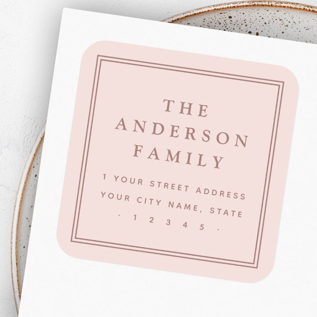 Elegant name light blush pink return address square sticker (Elegant name light blush pink return address square sticker)